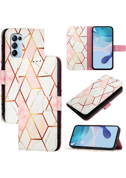 Oppo Oppo 5 Pu Deri Kickstand Cüzdan Mermer Desen Için Kılıf (Yurt Dışından)
