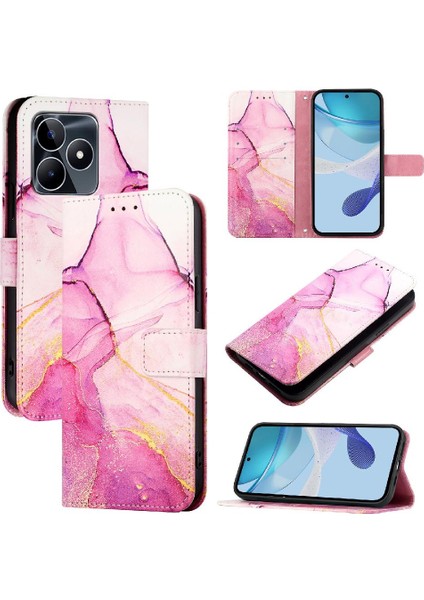 Realme Narzo N53 4g Cüzdan Mermer Desen Kickstand Pu Deri Için Kılıf (Yurt Dışından)