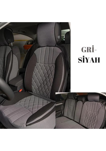 Citron C4 Cactus Uyumlu Lüks Oto Koltuk Minderi Ön Arka 5'Li Takım Gri Siyah