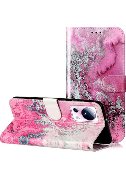 Xiaomi 13 Lite Için Flip Case Kart Yuvaları Tutucu Mermer Desen Tam Pu (Yurt Dışından)