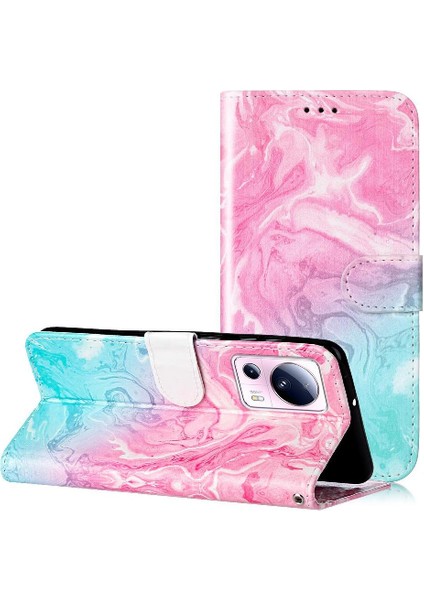 Xiaomi 13 Lite Için Flip Case Kart Yuvaları Tutucu Mermer Desen Tam Pu (Yurt Dışından) modelleri