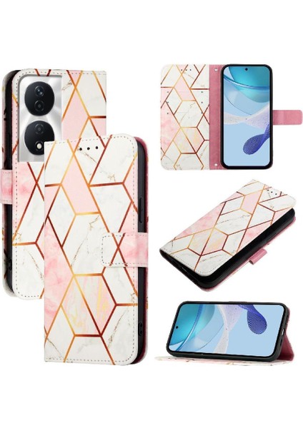 Onur X7B 5g/4g Mermer Desen Pu Deri Cüzdan Kickstand Için Kılıf (Yurt Dışından)