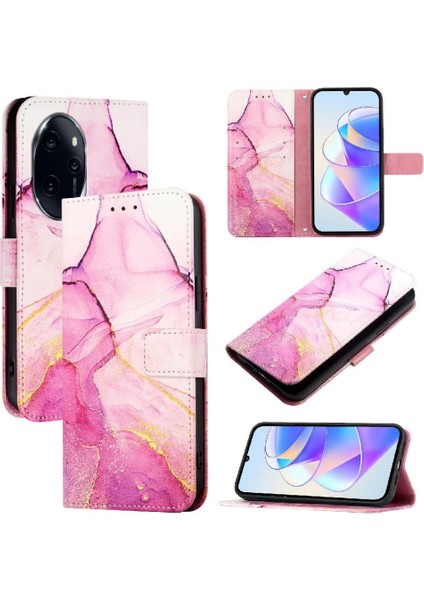 Onur Için Kılıf 100 Pro 5g Kickstand Cüzdan Pu Deri Mermer Desen (Yurt Dışından) indirimleri