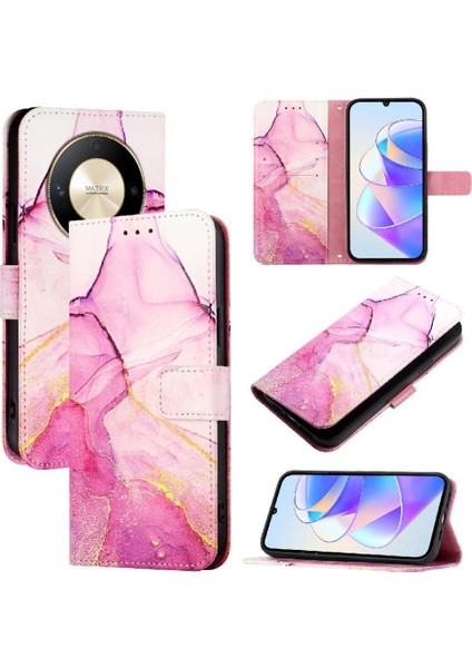 Onur X50 5g Pu Deri Kickstand Mermer Desen Cüzdan Için Kılıf (Yurt Dışından)