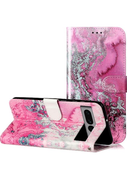 Google Piksel 7 Pro Manyetik Mermer Desen Tam Koruma Için Flip Case (Yurt Dışından)