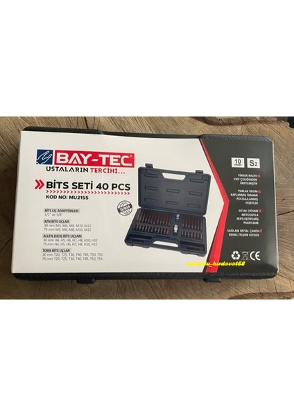 Baytec S2 Çelik 40 Parça Tork Set Otomotiv Seti T55 Tork Seti 12 Alyan Seti
