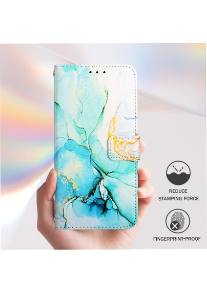Google Piksel 5 Xl Cüzdan Pu Deri Kickstand Mermer Desen Için Kılıf (Yurt Dışından)
