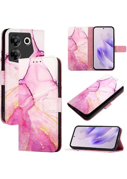 Tecno Camon 20 Pro 5g Mermer Desen Kickstand Pu Deri Cüzdan Için Kılıf (Yurt Dışından)