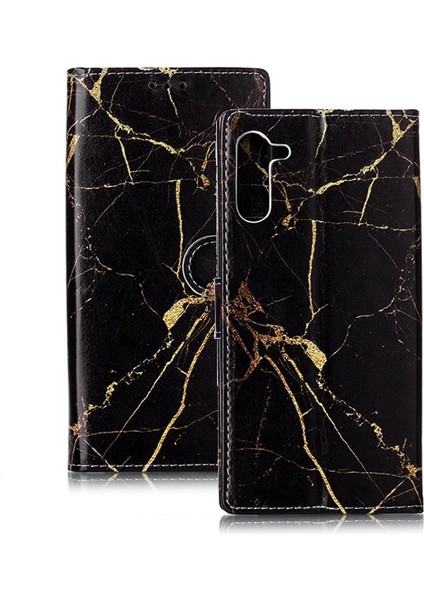 Samsung Galaxy Not 10 Için Flip Case Manyetik Mermer Desen Tam Kart Pu (Yurt Dışından)