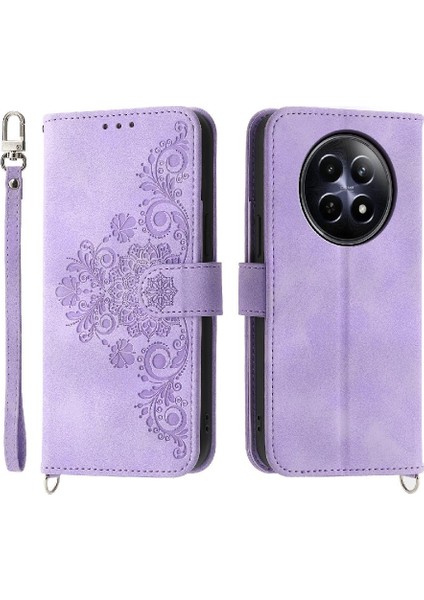 Realme 12 5g Darbeye Dayanıklı Kabartmalı Çoklu Kredi Kartı Yuvaları Için Flip Case (Yurt Dışından)
