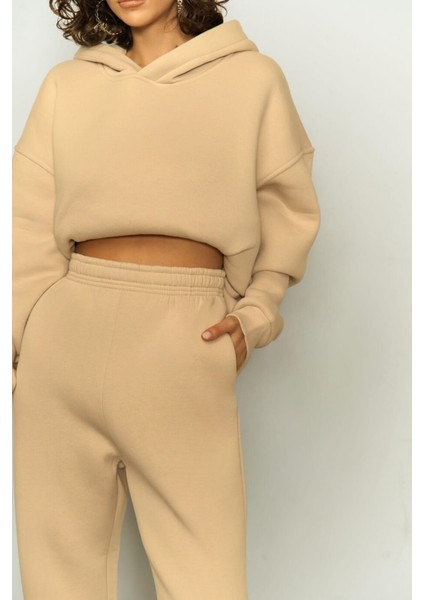 Kadın Oversize Eşofman Takımı Vizon