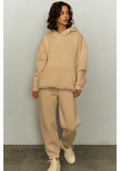 Kadın Oversize Eşofman Takımı Vizon