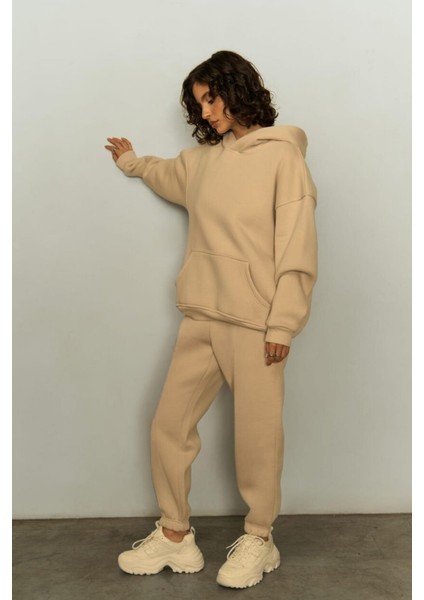 Kadın Oversize Eşofman Takımı Vizon