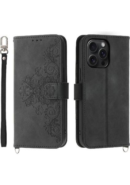 Iphone 15 Için Flip Case Pro Max Darbeye Dayanıklı Kabartmalı Bileklik Çoklu (Yurt Dışından)