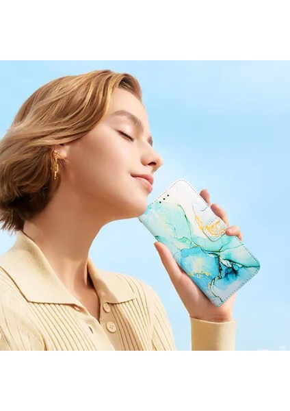 Realme Not 50 4g Cüzdan Için Kılıf Kickstand Mermer Desen Pu Deri (Yurt Dışından)