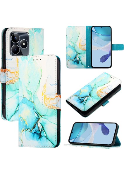 Realme Not 50 4g Cüzdan Için Kılıf Kickstand Mermer Desen Pu Deri (Yurt Dışından)