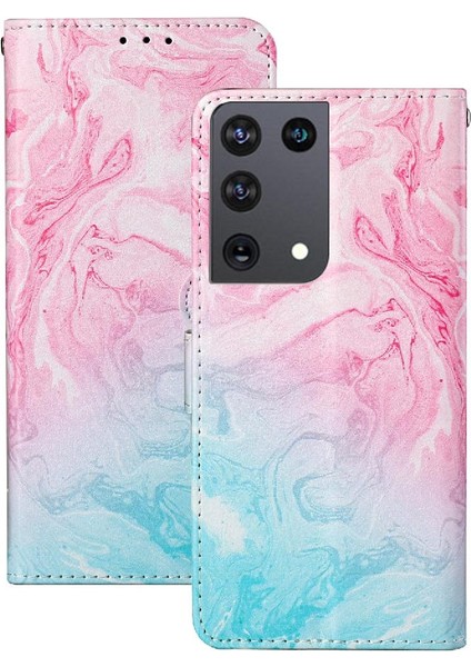 Samsung Galaxy S21 Ultra Kart Yuvaları Için Flip Case Tutucu Mermer Desen Pu (Yurt Dışından) indirimleri
