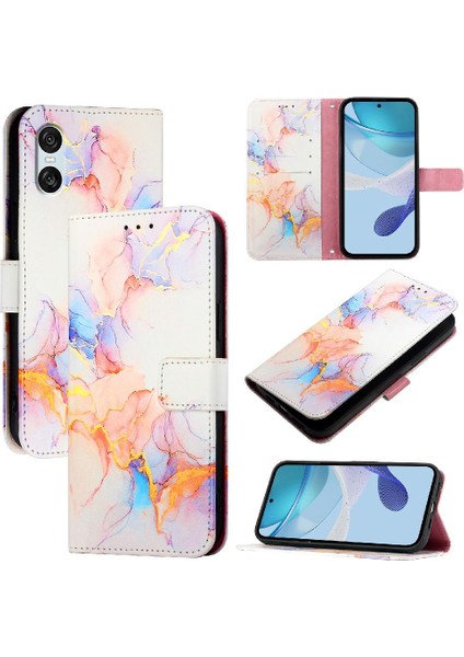 Sony Xperia 10 Vi Mermer Desen Kickstand Pu Deri Cüzdan Için Kılıf (Yurt Dışından) fiyatları
