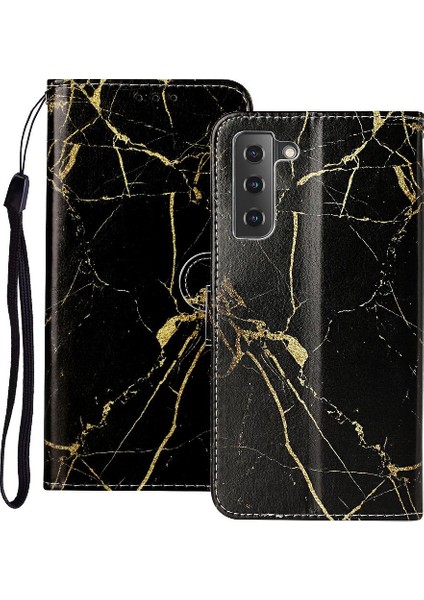 Samsung Galaxy S21 Fe Manyetik Kart Yuvaları Için Flip Case Tutucu Mermer Pu (Yurt Dışından)
