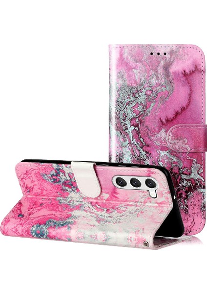 Samsung Galaxy S24 Manyetik Kart Yuvaları Tutucu Mermer Desen Için Flip Case (Yurt Dışından)