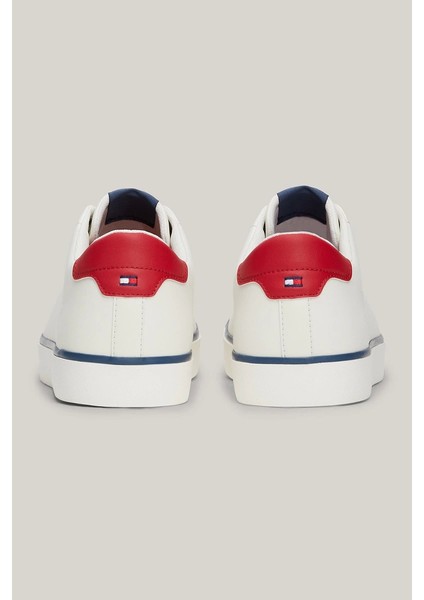 Tommy Hilfiger Erkek Logo Detaylı Beyaz Sneaker