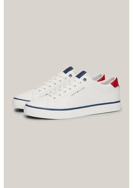 Tommy Hilfiger Erkek Logo Detaylı Beyaz Sneaker