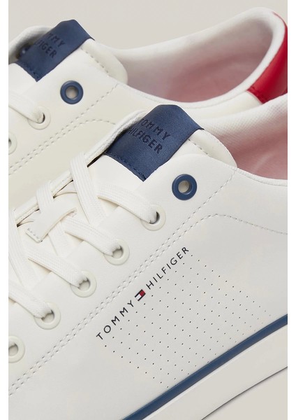 Tommy Hilfiger Erkek Logo Detaylı Beyaz Sneaker