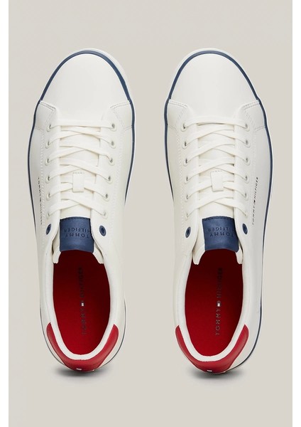 Tommy Hilfiger Erkek Logo Detaylı Beyaz Sneaker