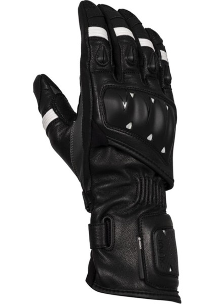 Oulton Korumalı Deri Motosikleçi Eldiveni Siyah / Beyaz