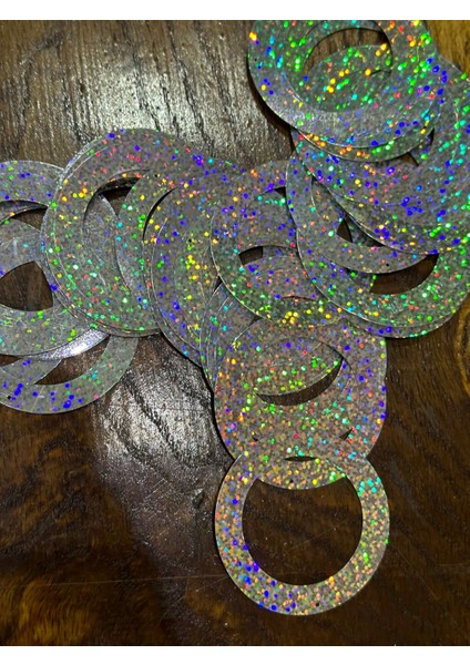 Çap 6 cm 50 Adet Lazer Kesim Simli Halka Delikli Pul Payet Çanta Pulu