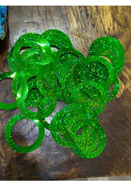 Çap 6 cm 50 Adet Lazer Kesim Simli Halka Delikli Pul Payet Çanta Pulu