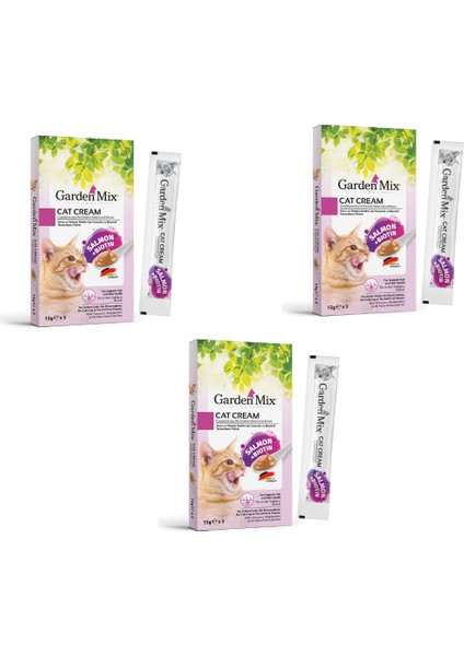 3 Paket Garden Mıx Kedi Kreması Somon+Biotin 15GR x 5 Adet