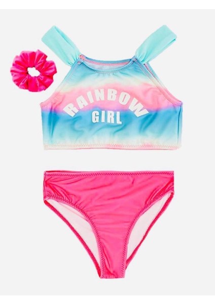Degrade Baskılı Kız Çocuk Bikini Takım