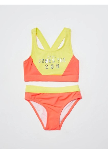 Turuncu Sarı Kız Çocuk Bikini Takım Db200745bt
