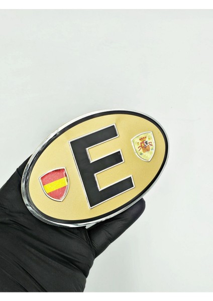 Etiketçilere Özel Armalar Oval E Espanya Ispanya Bayraklı Kahve Rengi Alüminyum Sticker fiyatları