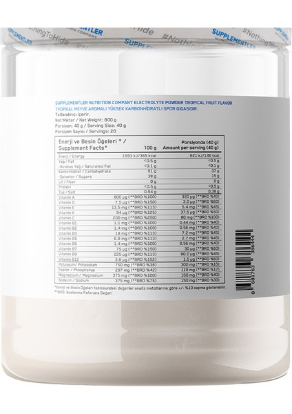 Electrolyte Powder 800 gr