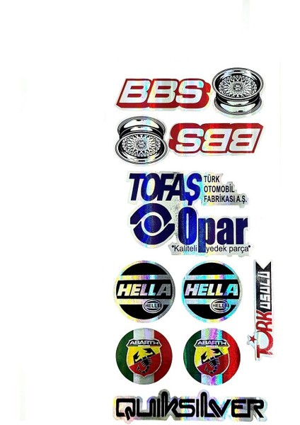 Tofaş - Bbs - Opar - Hella - Abarth Çoklu Sticker Hologram Özel Üretim