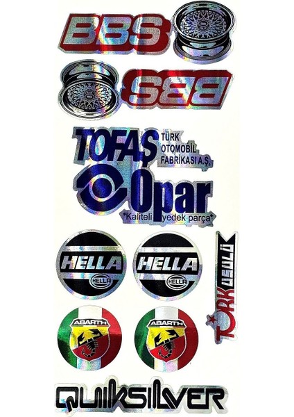 Tofaş - Bbs - Opar - Hella - Abarth Çoklu Sticker Hologram Özel Üretim