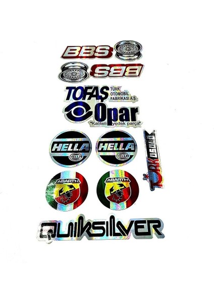 Tofaş - Bbs - Opar - Hella - Abarth Çoklu Sticker Hologram Özel Üretim