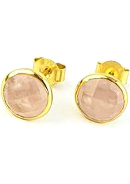 Pembe Kuvars Taşlı 925AYAR Gümüş Üzerine Altın Kaplama Tasarım Doğal Taş Küpe modelleri