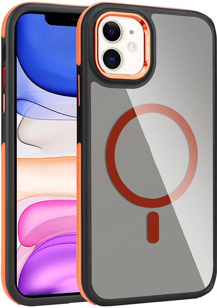 Apple Iphone 11 Kılıf Kenarları Tırtıklı Elden Kaymayan Krom Kamera Çerçeveli Magsafeli Solo Kapak