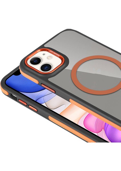 Apple Iphone 11 Kılıf Kenarları Tırtıklı Elden Kaymayan Krom Kamera Çerçeveli Magsafeli Solo Kapak