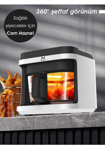 Sağlıklı Cam Hazne, Dokunmatik Kontrollü, Çift Kulp, Kolay Temizlenen Airfryer & Fritöz 1200W
