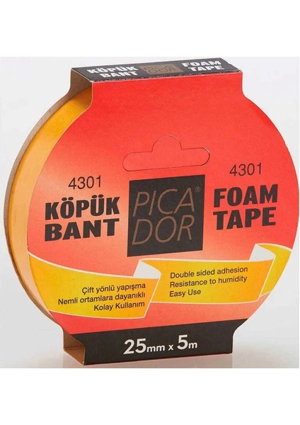 Çift Taraflı Köpük Bant 25MMX5M Askılı (KO003)