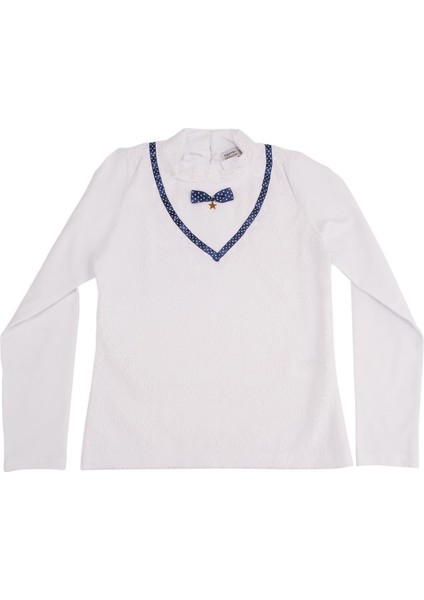 Papyonlu Dantelli Dik Yala Bluz