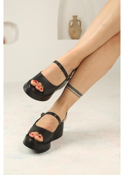 Kadın Kemer Tokalı Sandalet-Siyah fırsatları