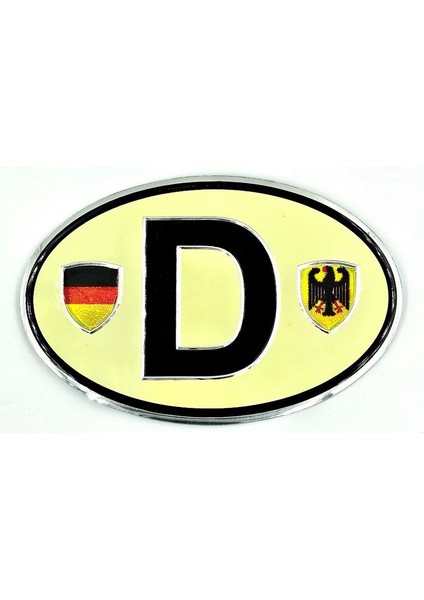 Etiketçilere Özel Armalar Oval Adac D (Deutschland) Almanya Bayraklı Krem Alüminyum Arma Sticker
