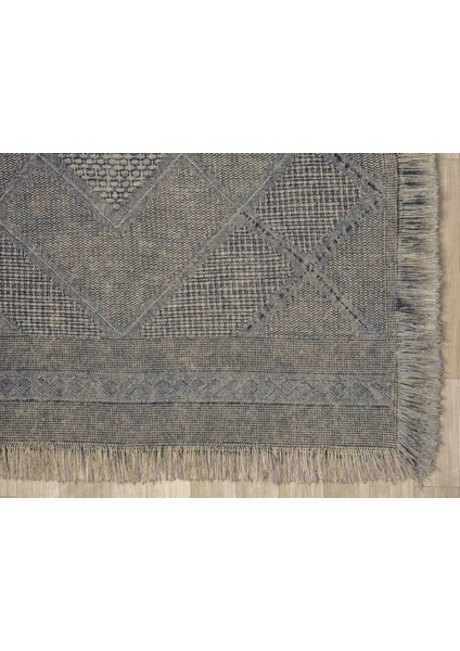 Antique Spt Stone - Dört Tarafı Saçaklı Pamuklu Yıkanabilir Kilim Yazlık Dekoratif Hediye