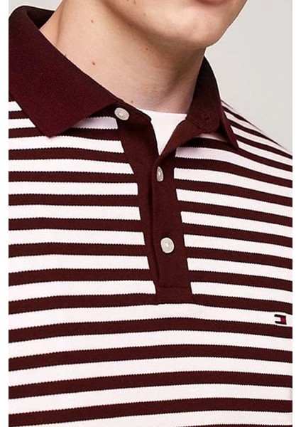 Tommy Hilfiger Erkek Slim Fit Polo Gömlek Bordo T-Shirt