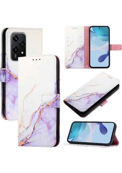 Onur Için Kılıf 200 Lite 5g Cüzdan Kickstand Mermer Desen Pu Deri (Yurt Dışından) fırsatları